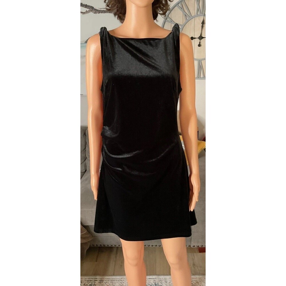 NWT Cider Black Velvet Mini Dress Sz L